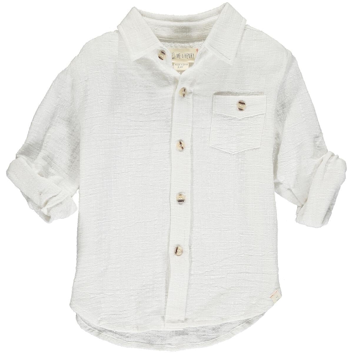 Me & Henry Merchant Long Sleeved Shirt - White-ME & HENRY-Little Giant Kidz