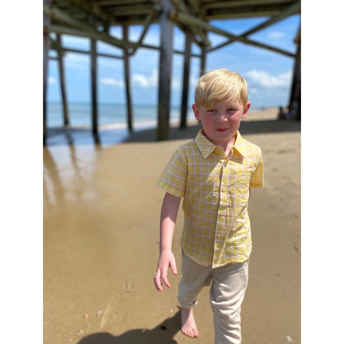 Me & Henry Newport Short Sleeved Shirt - Lemon Plaid-ME & HENRY-Little Giant Kidz