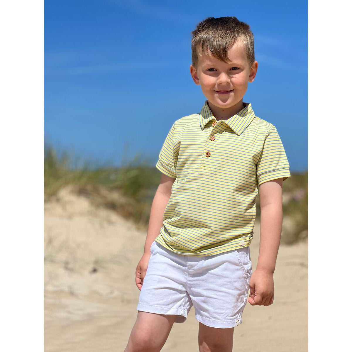 Me & Henry Yellow/Blue Stripe Flagstaff Polo-ME & HENRY-Little Giant Kidz