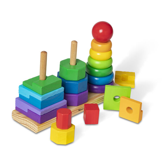 Melissa & Doug Classic Toy Geometric Stacker Toddler Toy-MELISSA & DOUG-Little Giant Kidz