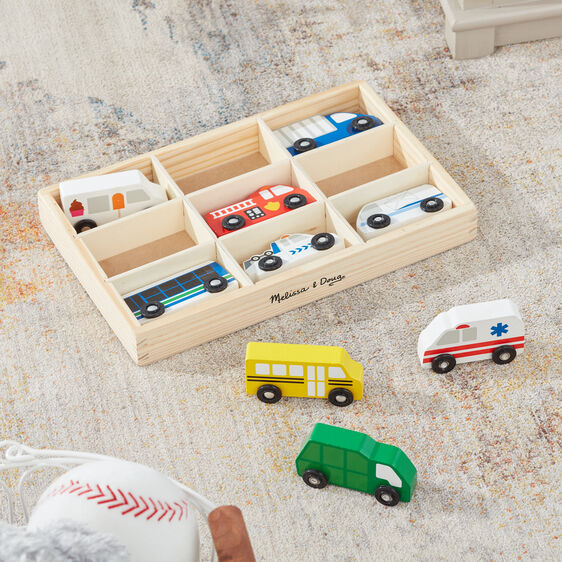 Melissa & Doug Wooden Town Vehicles - 9 Pieces-MELISSA & DOUG-Little Giant Kidz