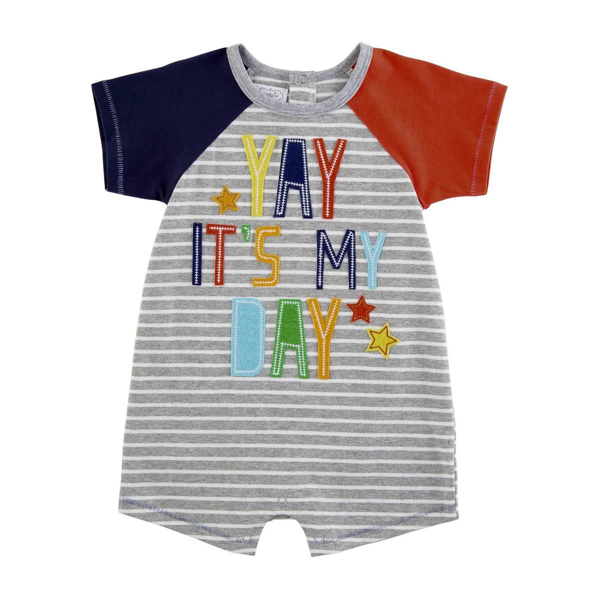 Mud Pie Birthday Boy Yay It's My Day! Shortall-MUD PIE-Little Giant Kidz