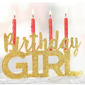 Mud Pie Birthday Girl Candle Holder Cake Topper - Gold Glitter-MUD PIE-Little Giant Kidz