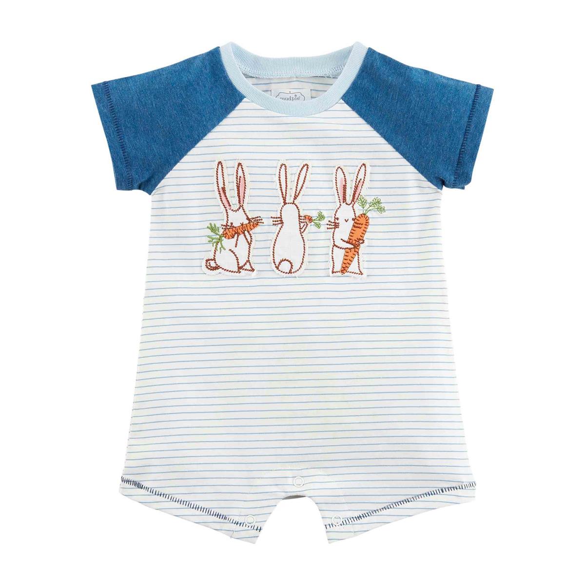 Mud Pie Bunny Applique Shortall-MUD PIE-Little Giant Kidz
