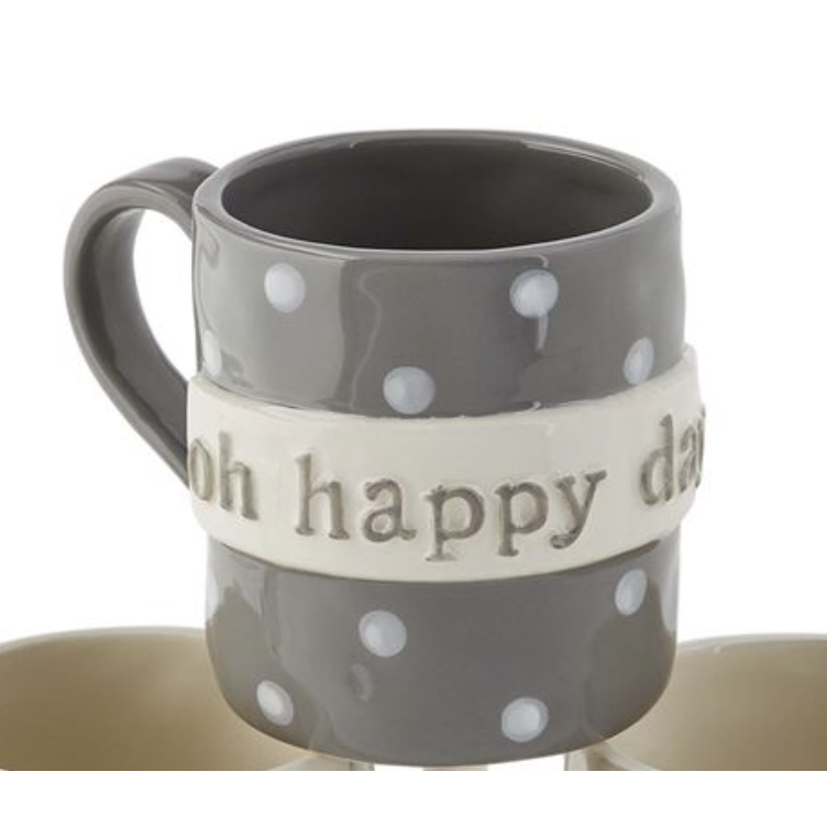 Mud Pie Hand-Painted Ceramic Happy Plaque Boxed Mug-MUD PIE-Little Giant Kidz