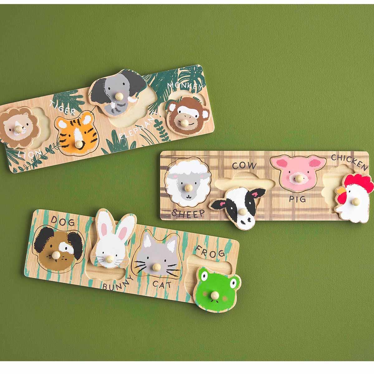 Mud Pie Knob Wood Puzzle - Farm Animal-MUD PIE-Little Giant Kidz