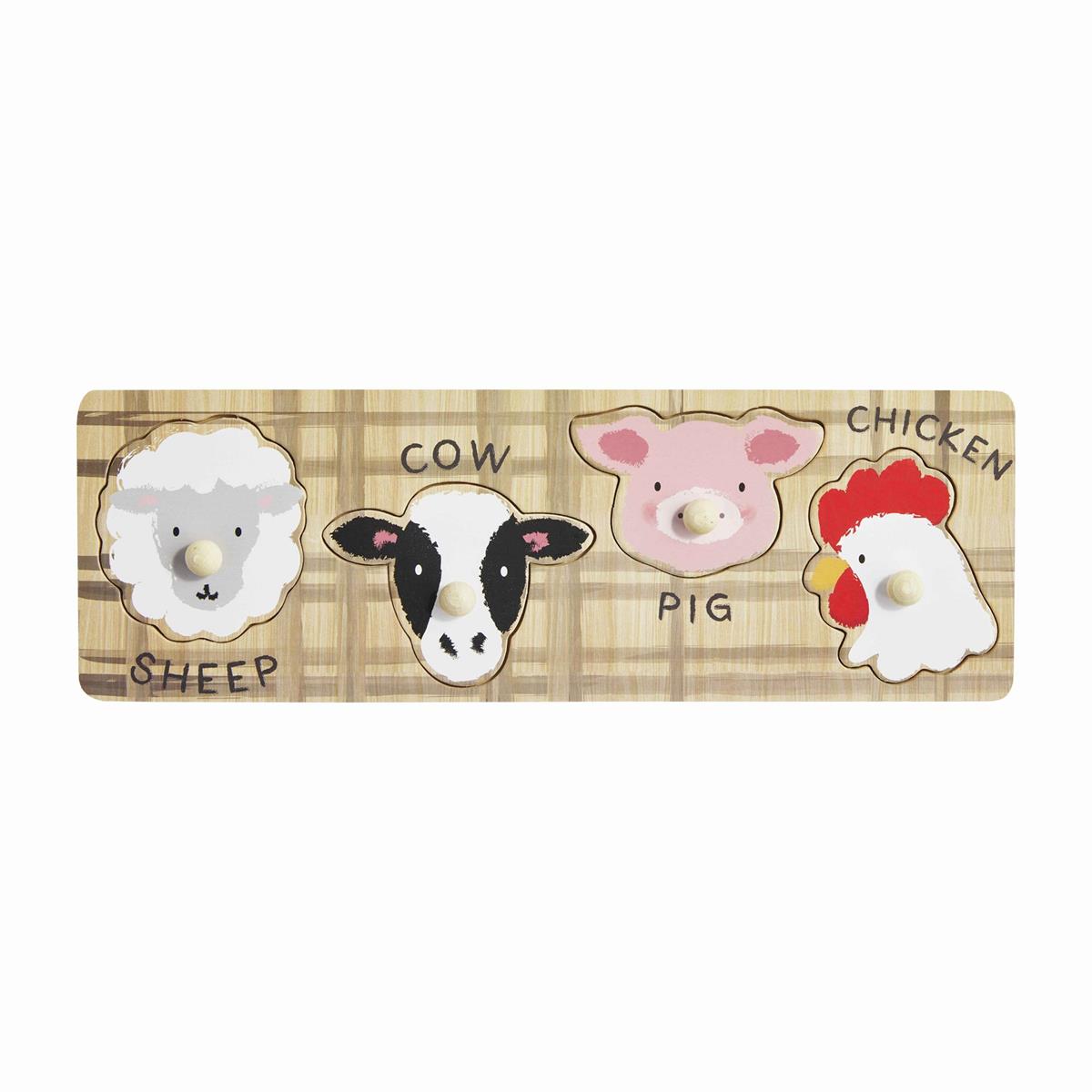 Mud Pie Knob Wood Puzzle - Farm Animal-MUD PIE-Little Giant Kidz