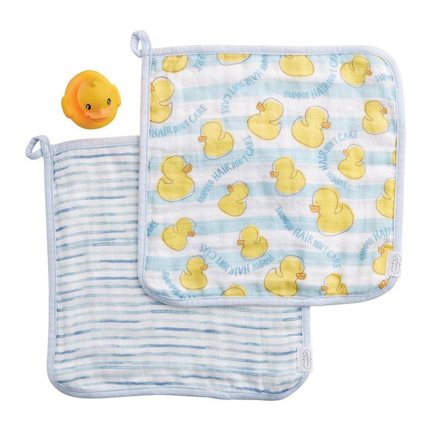 Mud Pie Muslin Washcloth & Rubber Ducky Set-MUD PIE-Little Giant Kidz