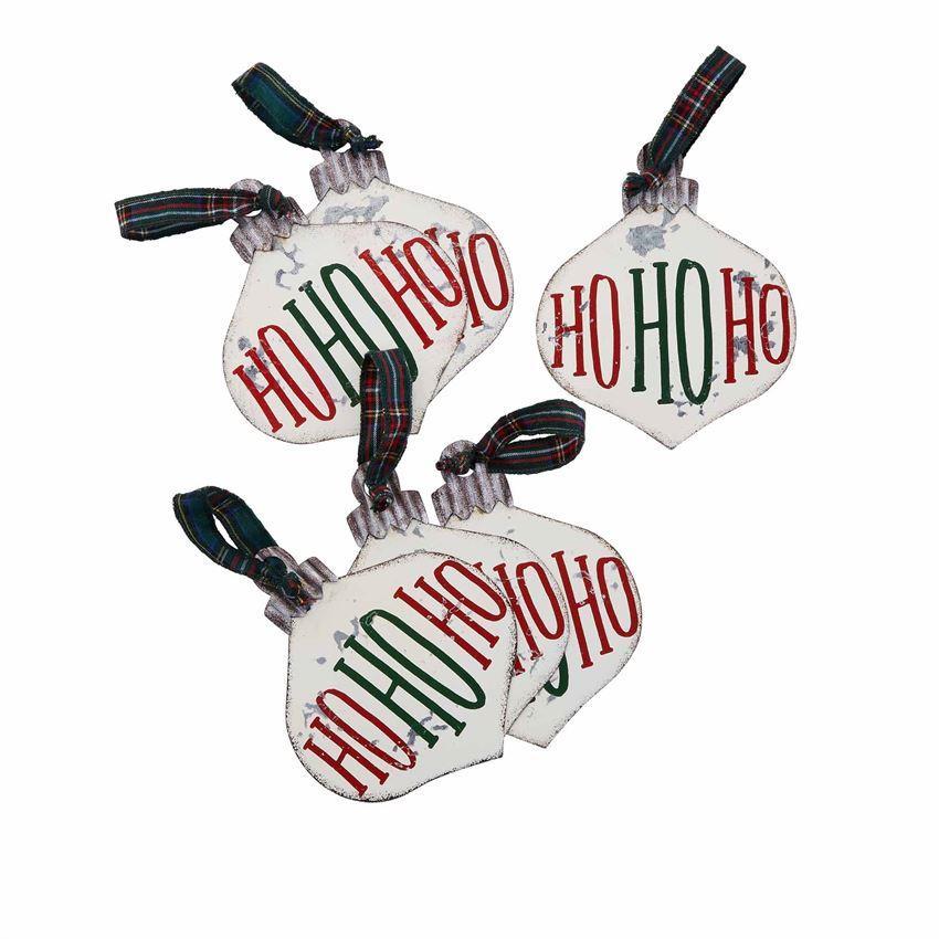 Mud Pie Printed Tin Ornament with Tartan Loop Hanger-MUD PIE-Little Giant Kidz