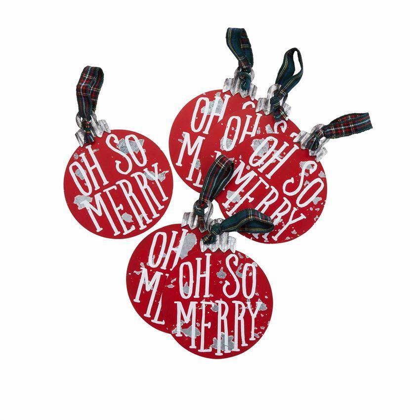 Mud Pie Printed Tin Ornament with Tartan Loop Hanger-MUD PIE-Little Giant Kidz