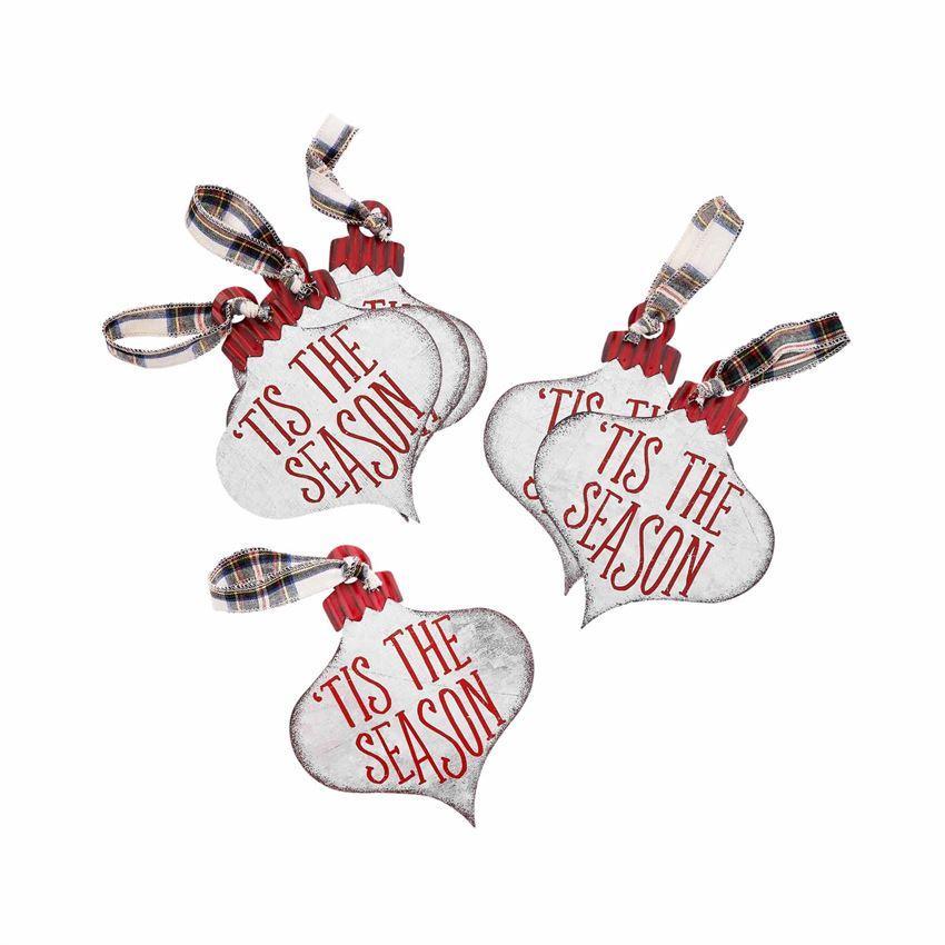 Mud Pie Printed Tin Ornament with Tartan Loop Hanger-MUD PIE-Little Giant Kidz