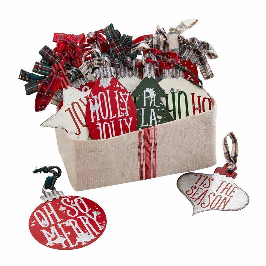 Mud Pie Printed Tin Ornament with Tartan Loop Hanger-MUD PIE-Little Giant Kidz