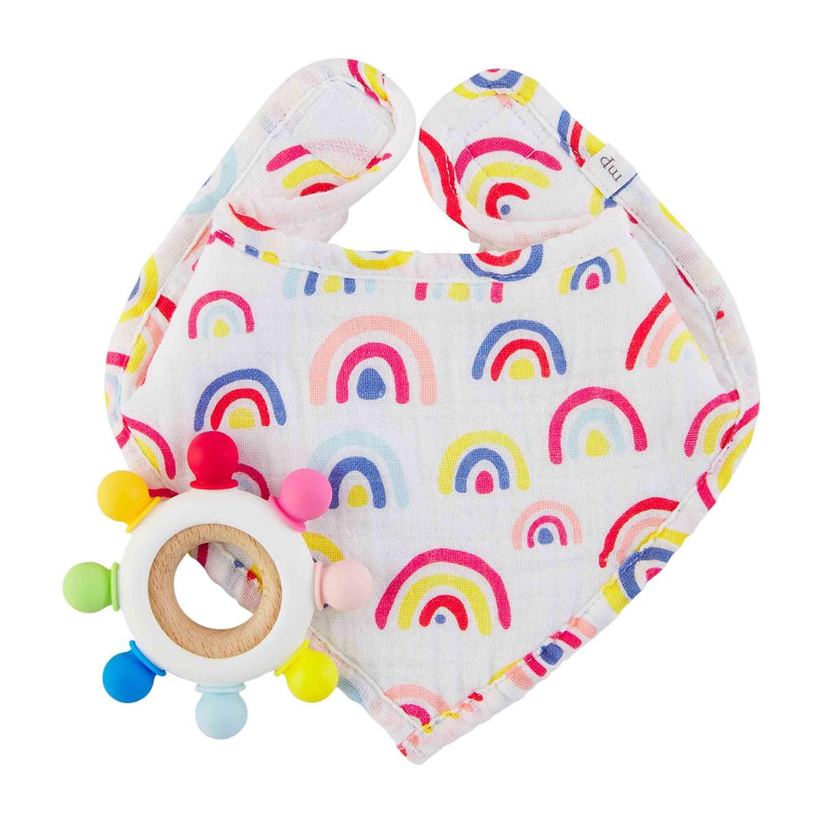 Mud Pie Rainbow Bib & Teether Set-MUD PIE-Little Giant Kidz