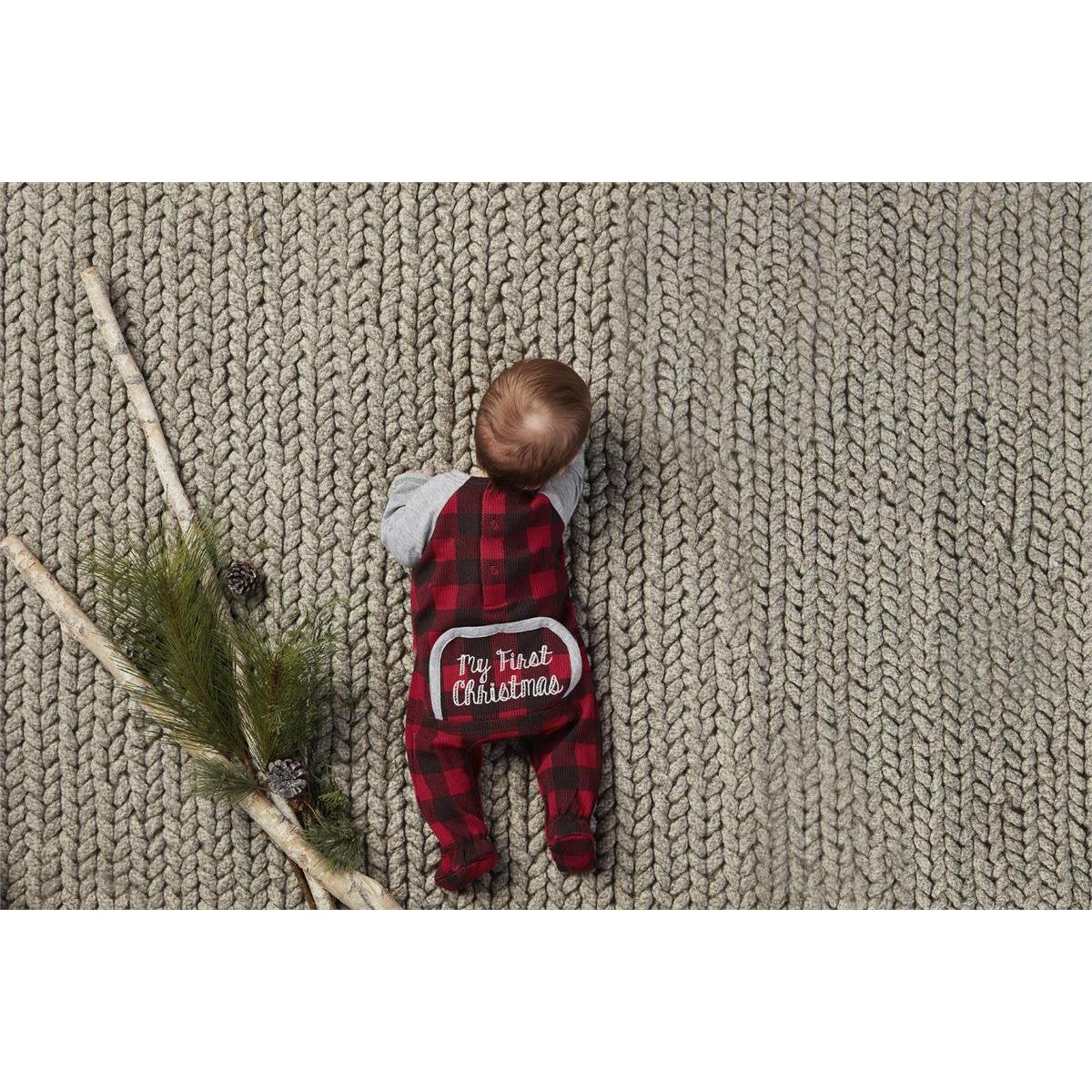 Mud Pie Red Buffalo Check "My First Christmas" Sleeper-MUD PIE-Little Giant Kidz