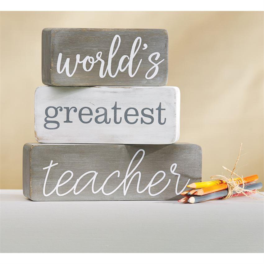 Mud Pie Stacking Set Mango Wood Tiered Teacher Blocks-MUD PIE-Little Giant Kidz