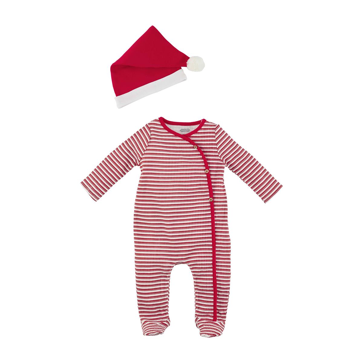 Mud Pie Striped Sleeper & Santa Hat Set-MUD PIE-Little Giant Kidz