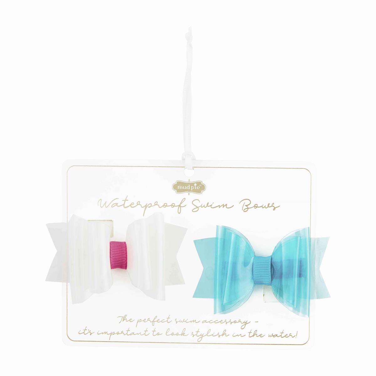 Mud Pie Vinyl Bows - Blue & White-MUD PIE-Little Giant Kidz
