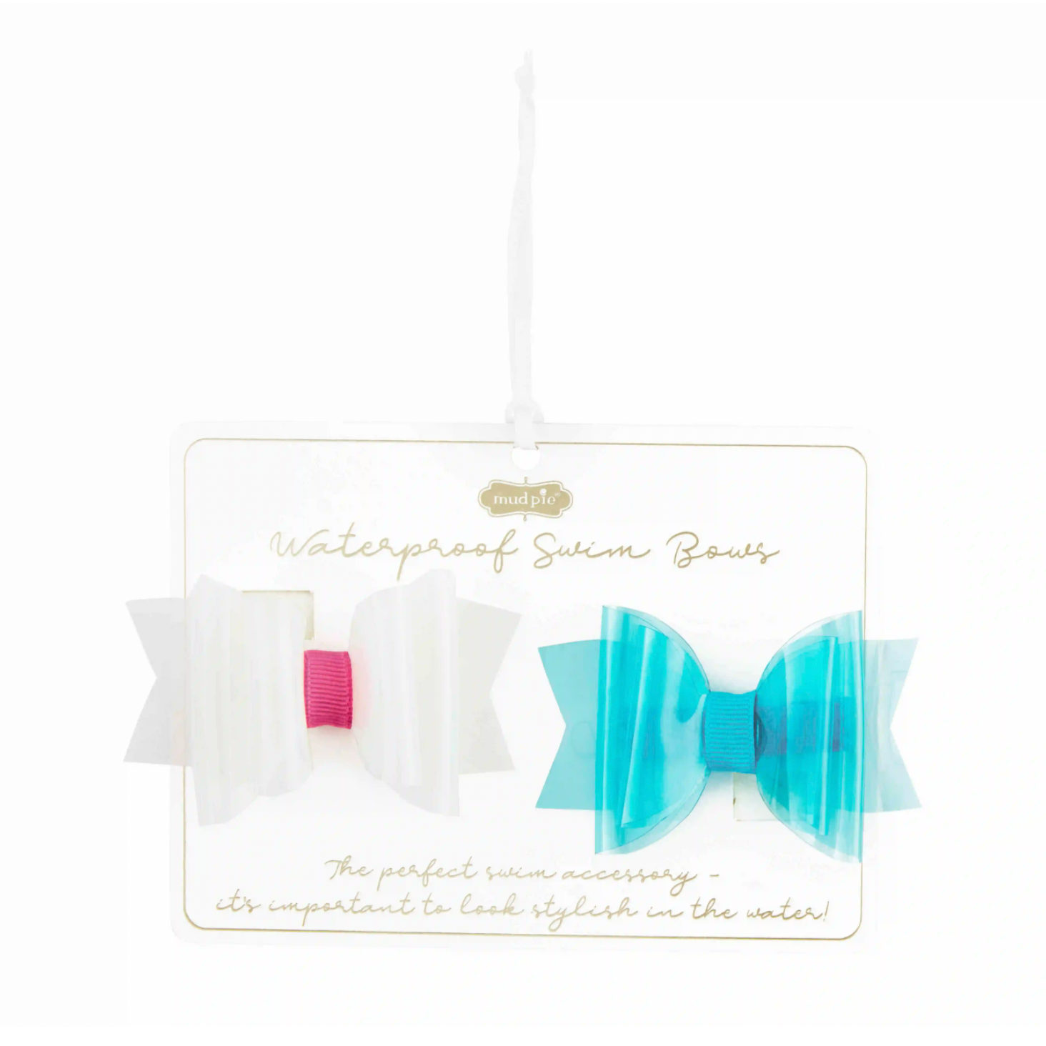 Mud Pie Vinyl Bows - Blue & White-MUD PIE-Little Giant Kidz