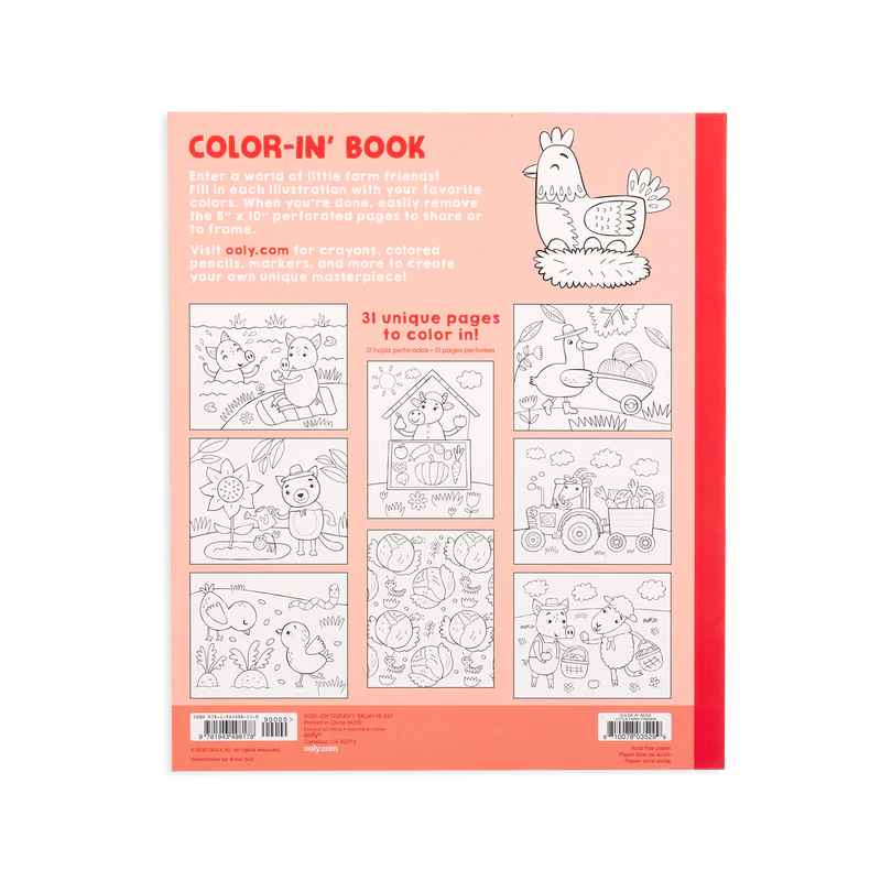 Ooly Color-In Book - Little Farm Animals Coloring Book-OOLY-Little Giant Kidz