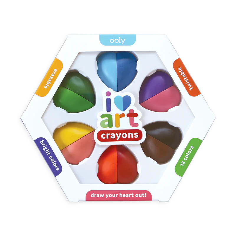 Ooly I Heart Art Erasable Crayons - Set of 6 (12 Colors Total)-OOLY-Little Giant Kidz