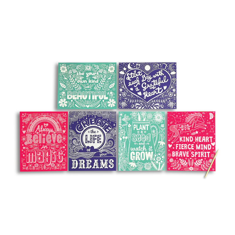 Ooly Scratch & Shine Foil Scratch Art Kit - Amazing Affirmations-OOLY-Little Giant Kidz