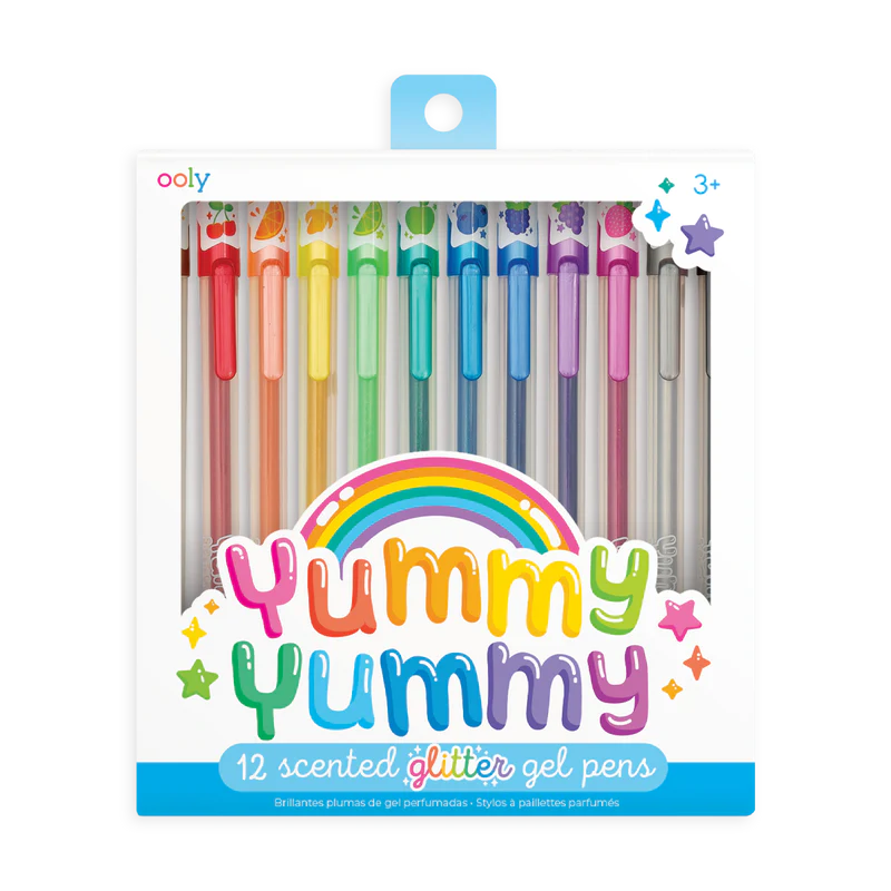 Ooly Rainbow Sparkle Gel Crayons for Kids and Adults - Set of 12 Watercolor  Glitter Markers for