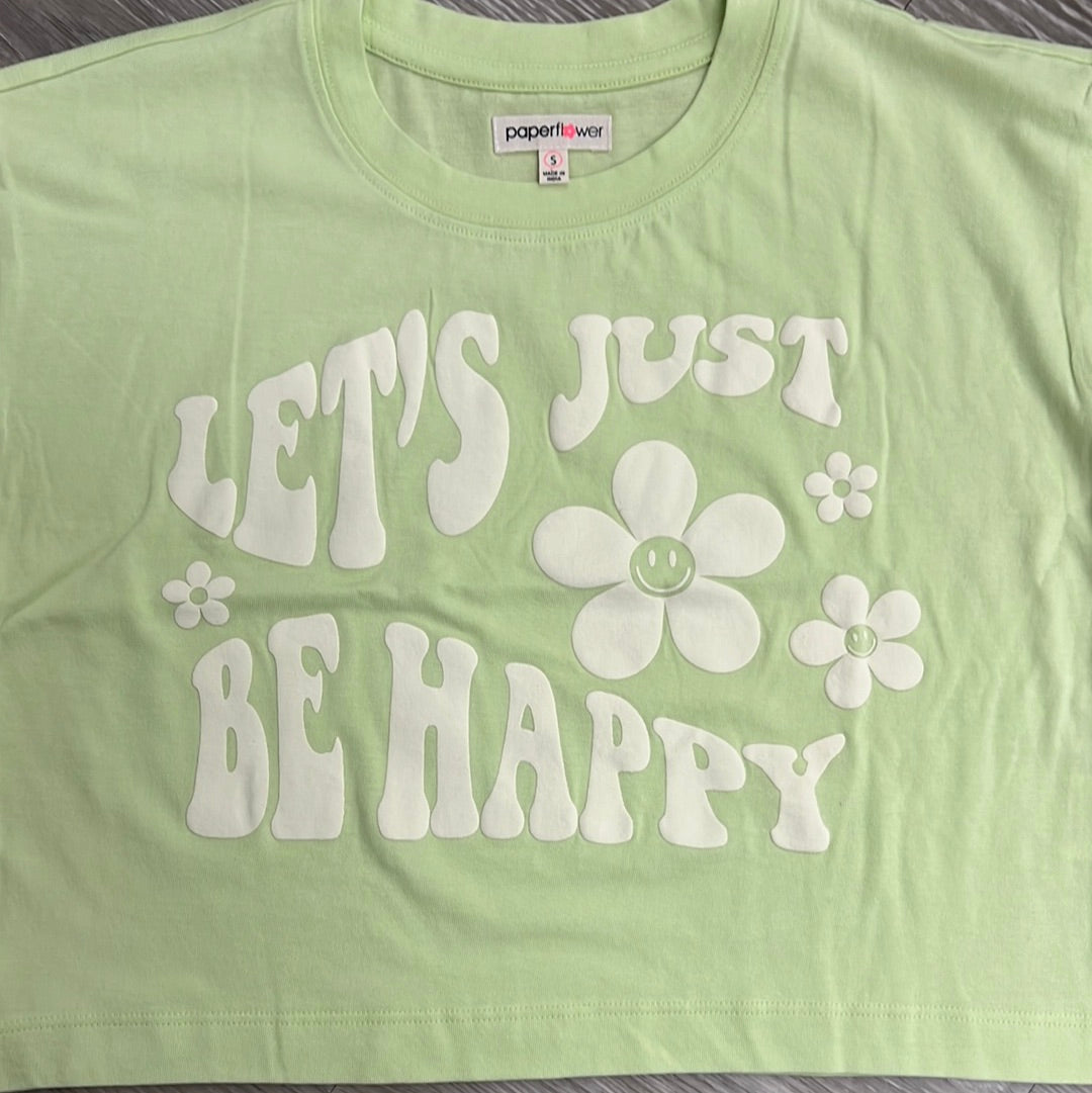 Paper Flower Let's Just Be Happy Crop Tee-Paper Flower-Little Giant Kidz