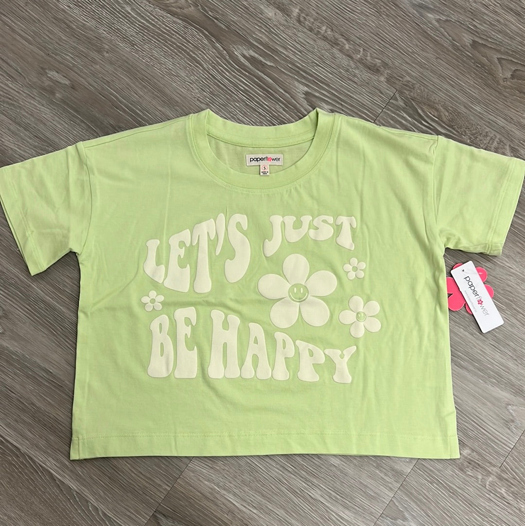 Paper Flower Let's Just Be Happy Crop Tee-Paper Flower-Little Giant Kidz