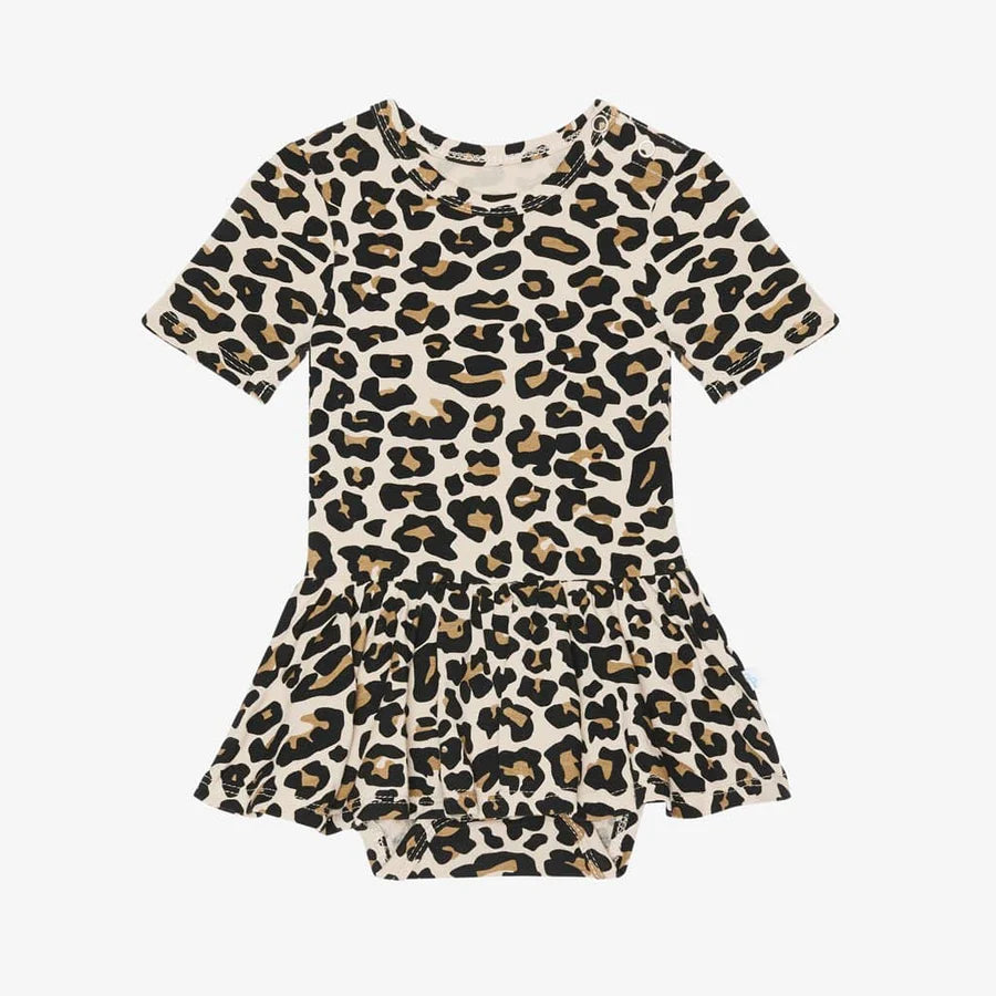Posh Peanut Lana Leopard Short Sleeve Twirl Skirt Bodysuit-Posh Peanut-Little Giant Kidz