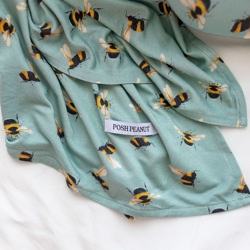 Posh Peanut Spring Bee Infant Swaddle and Beanie Set-POSH PEANUT-Little Giant Kidz
