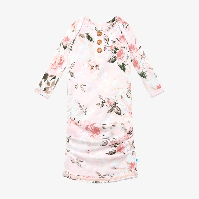 Posh Peanut Vintage Pink Rose Wood Button Zippered Gown-POSH PEANUT-Little Giant Kidz