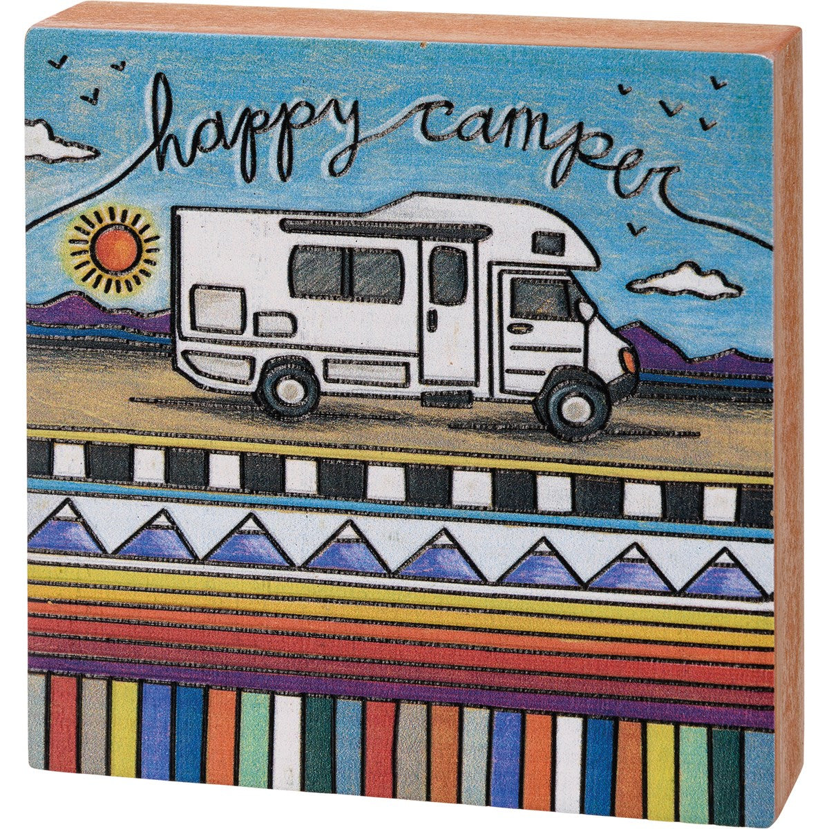 Primitives By Kathy Block Sign - Happy Camper-Primitives by Kathy-Little Giant Kidz