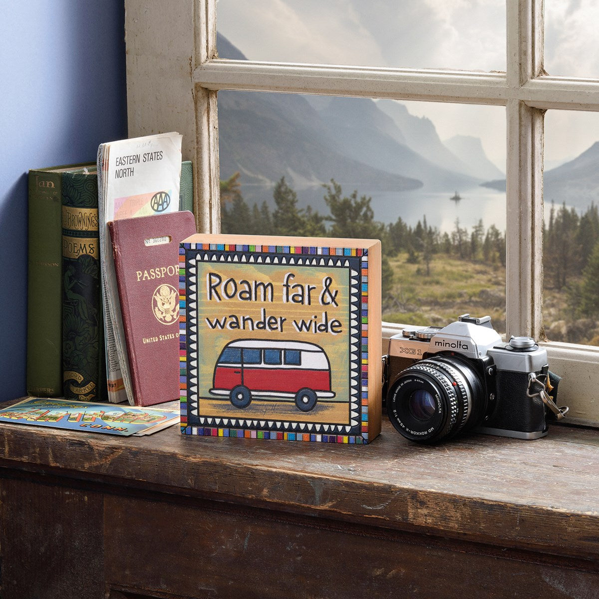 Primitives By Kathy Box Sign - Roam Far & Wander Wide-Primitives by Kathy-Little Giant Kidz