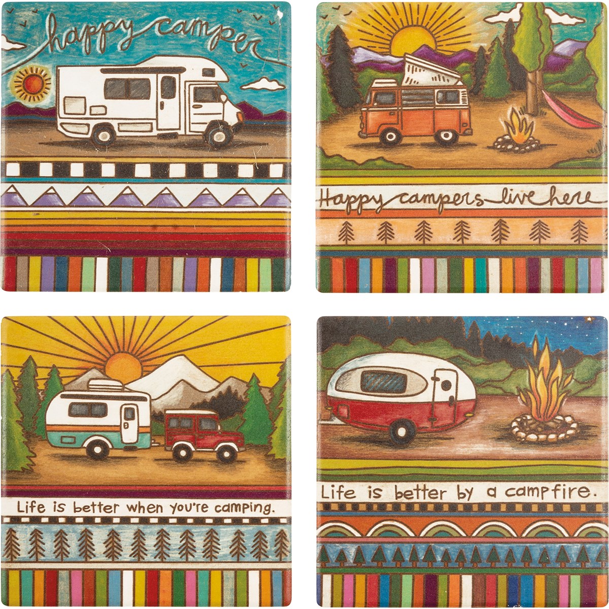 Primitives By Kathy Coaster Set - Camper-Primitives by Kathy-Little Giant Kidz