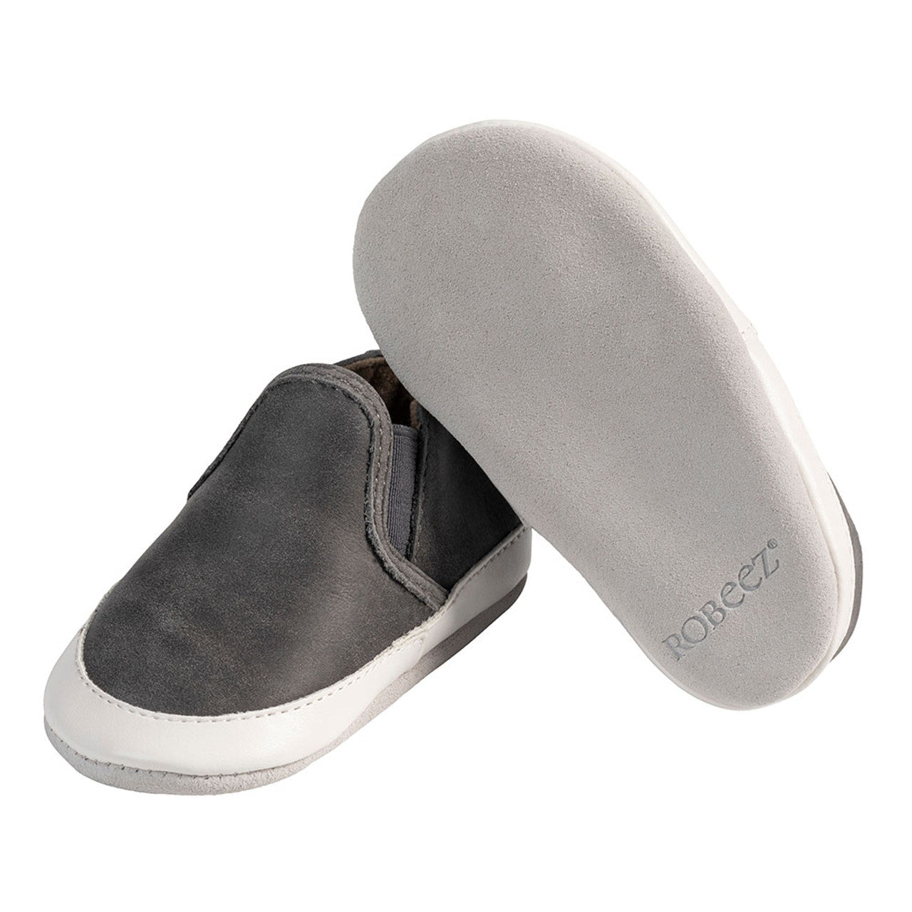 Robeez Liam Basic Soft Soles - Charcoal-ROBEEZ-Little Giant Kidz