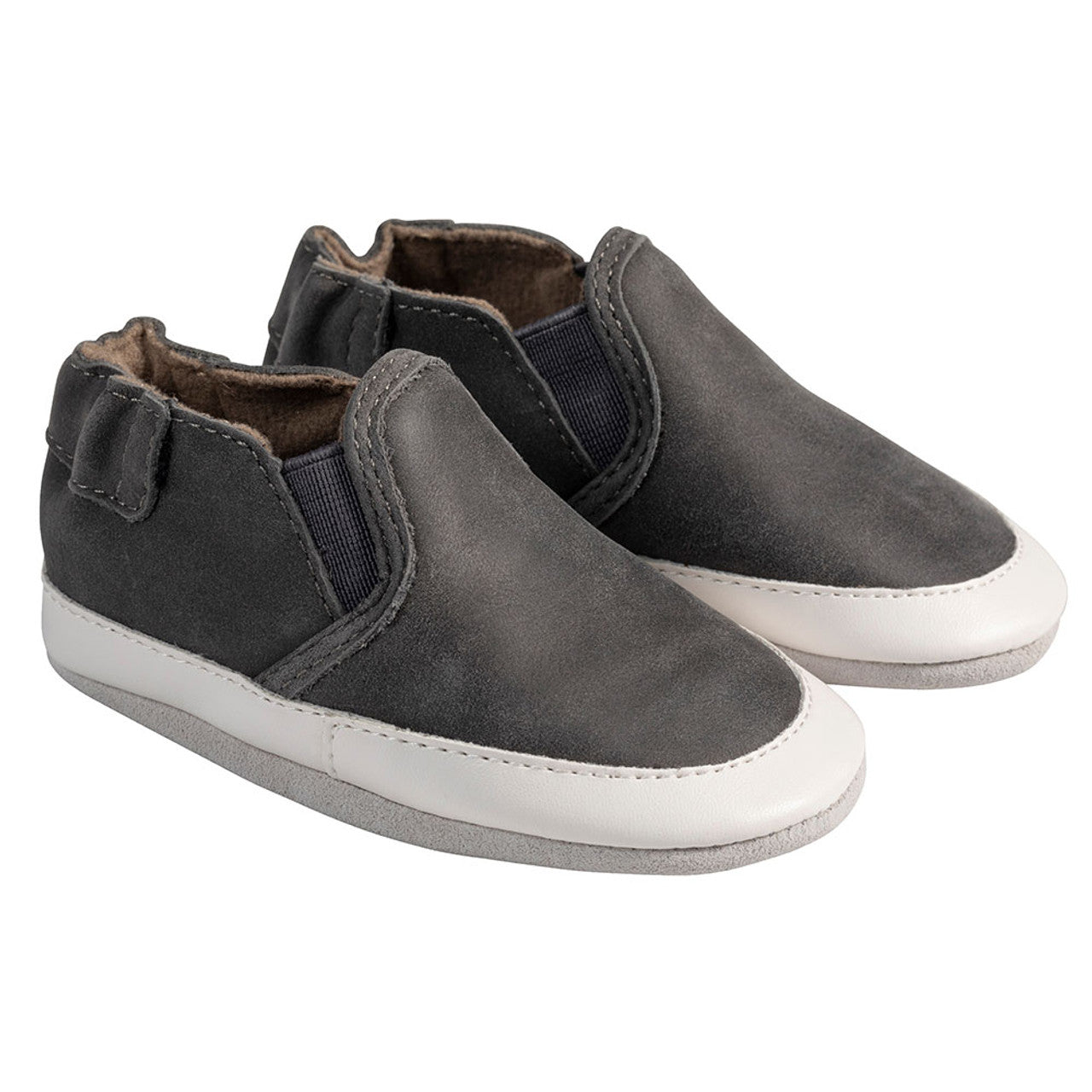 Robeez Liam Basic Soft Soles - Charcoal-ROBEEZ-Little Giant Kidz