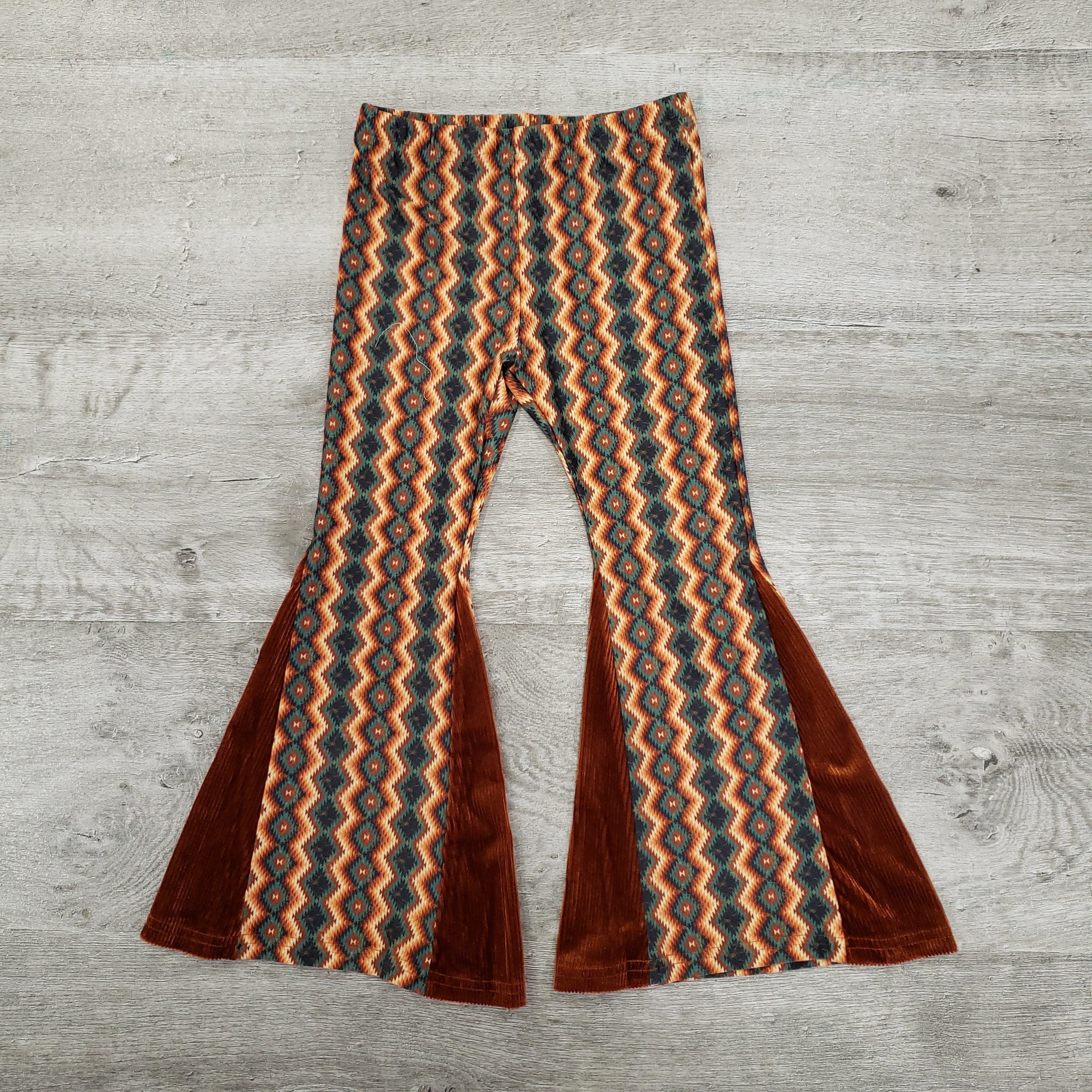 Rockin Bottoms Girls' Bell Bottom Pants - Fall Aztec-Rockin Bottoms-Little Giant Kidz