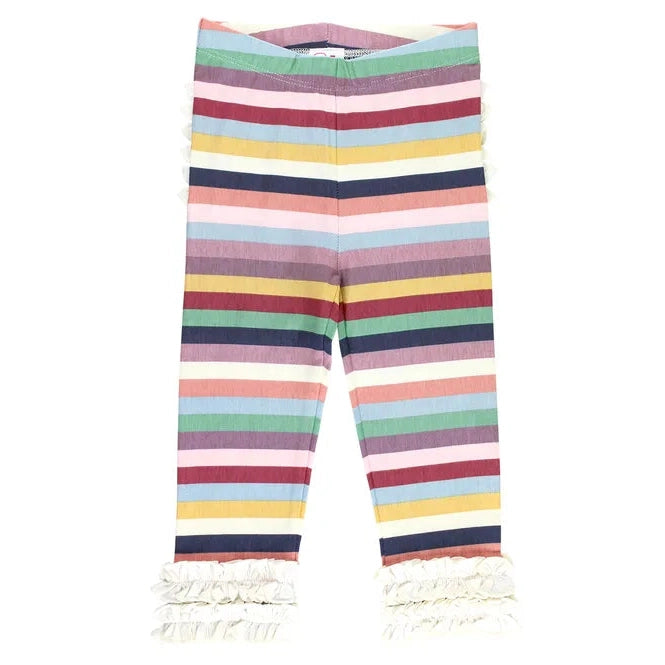 RuffleButts Enchanted Rainbow Stripe Ruffle Leggings-RUFFLEBUTTS-Little Giant Kidz