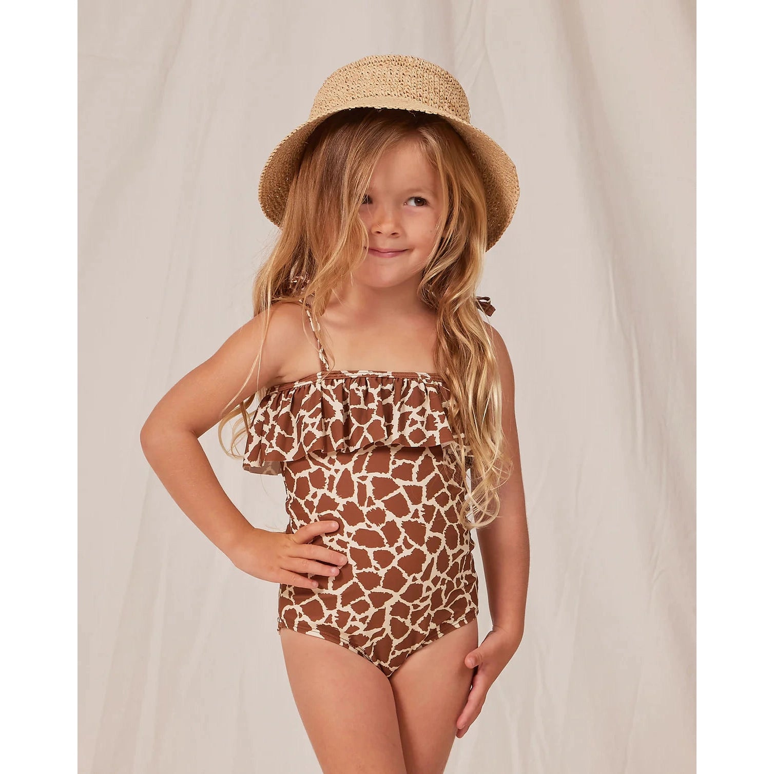 Rylee & Cru Giraffe Spots Ruffle One Piece Swimsuit-RYLEE & CRU-Little Giant Kidz