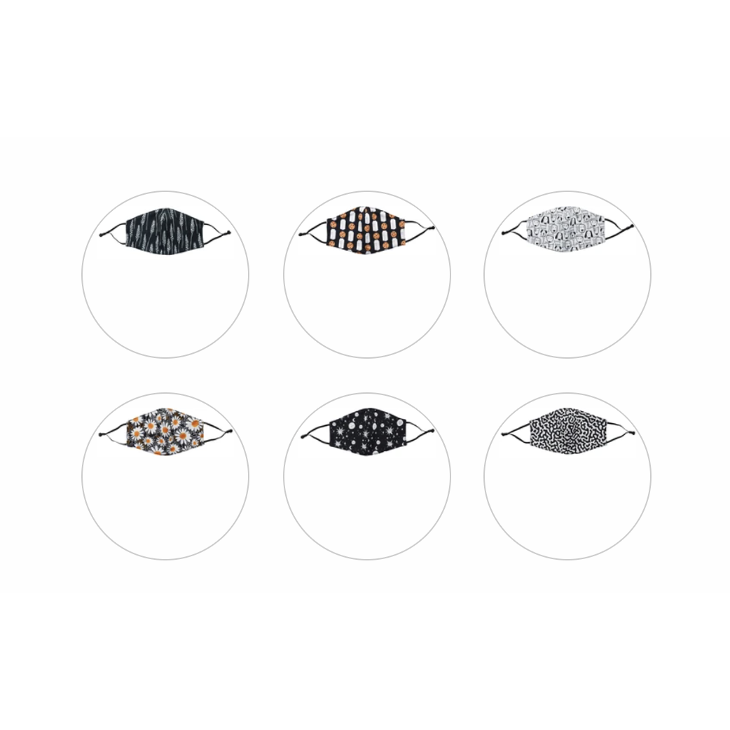 Streamline Imagined B&W Whimsy Print Protective Fashion Face Masks - Assorted-Streamline Imagined-Little Giant Kidz