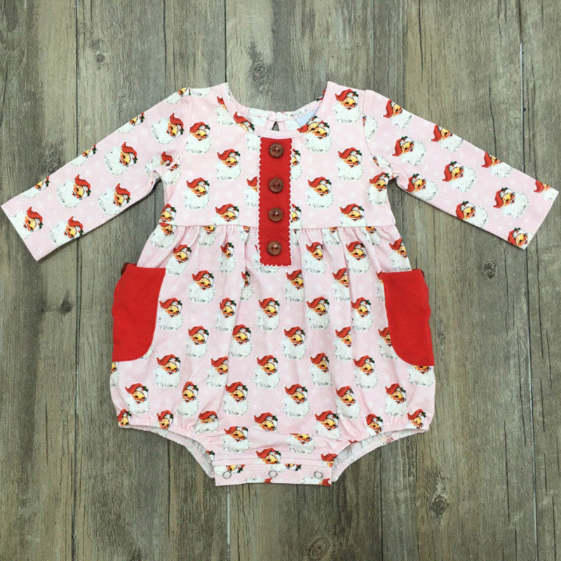 Swoon Baby Clothing Santa Baby Petal Picot Pocket Bubble - Pink-Swoon Baby Clothing-Little Giant Kidz