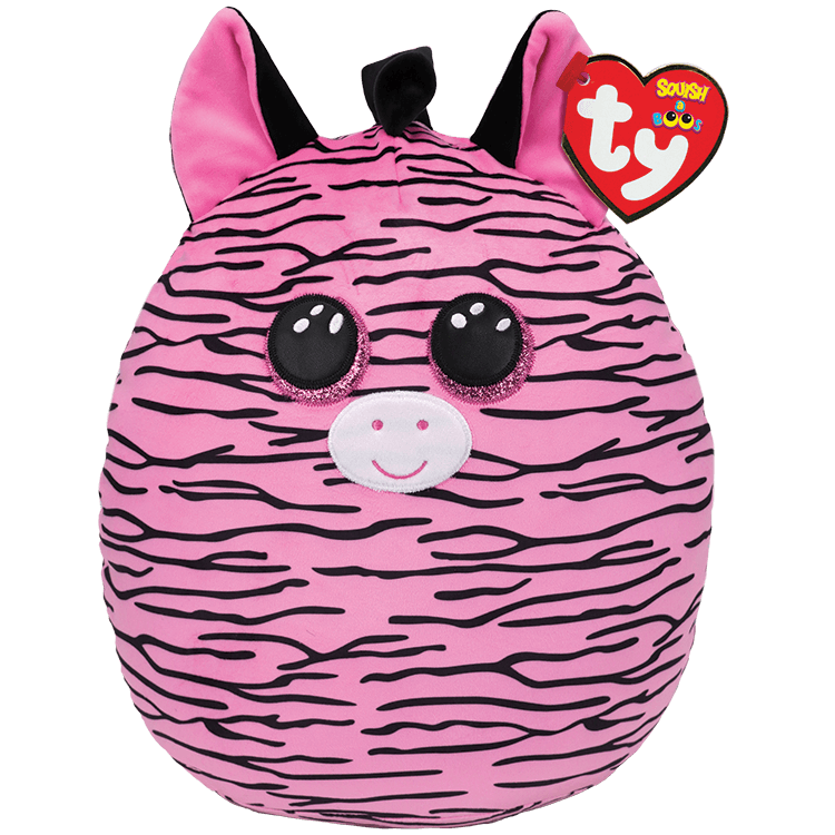 Ty Beanie Squish-A-Boos Collection - Zoey Pink & Black Striped Zebra L