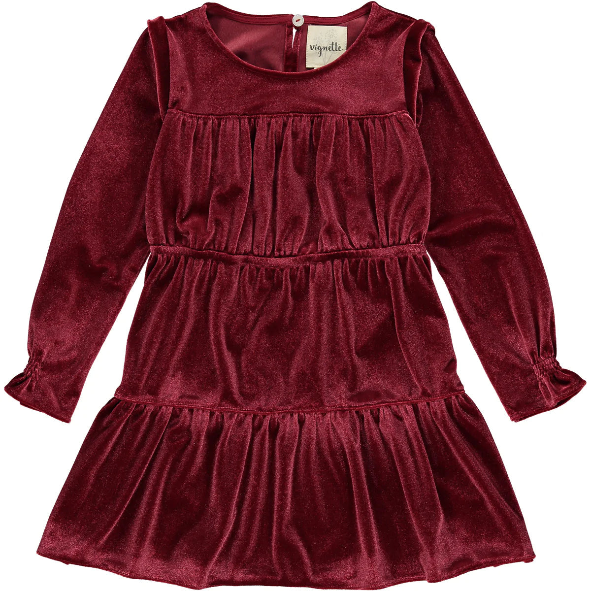 Vignette Burgundy Velvet Bennet Dress-VIGNETTE-Little Giant Kidz