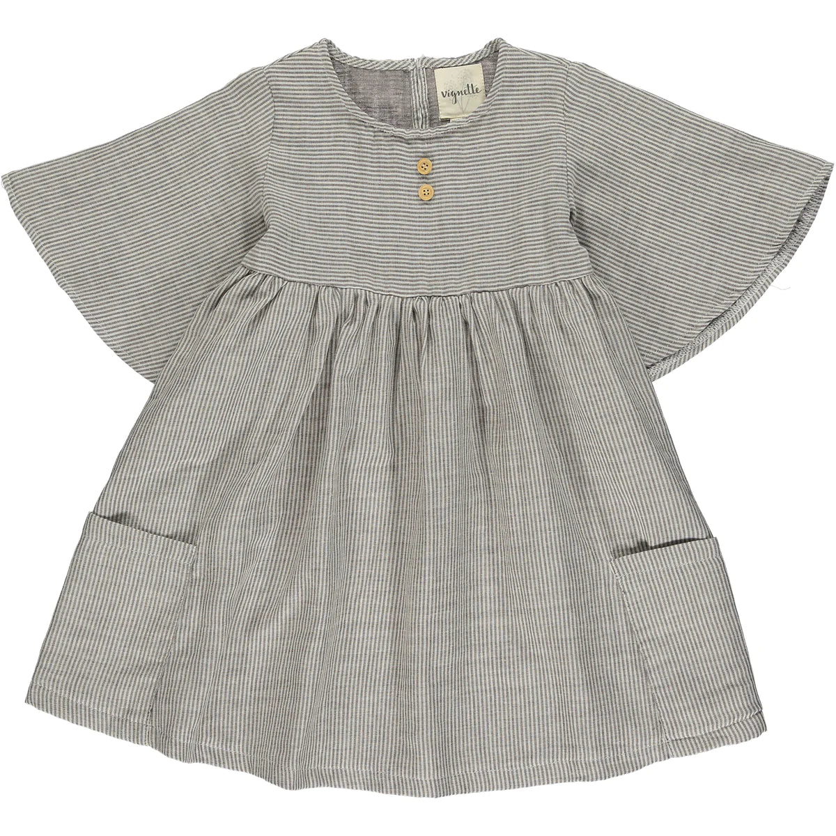 Vignette Charcoal Stripe Korin Dress-VIGNETTE-Little Giant Kidz