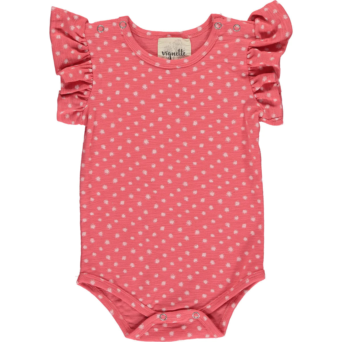 Vignette Coral Flutter Sleeve Onesie-VIGNETTE-Little Giant Kidz