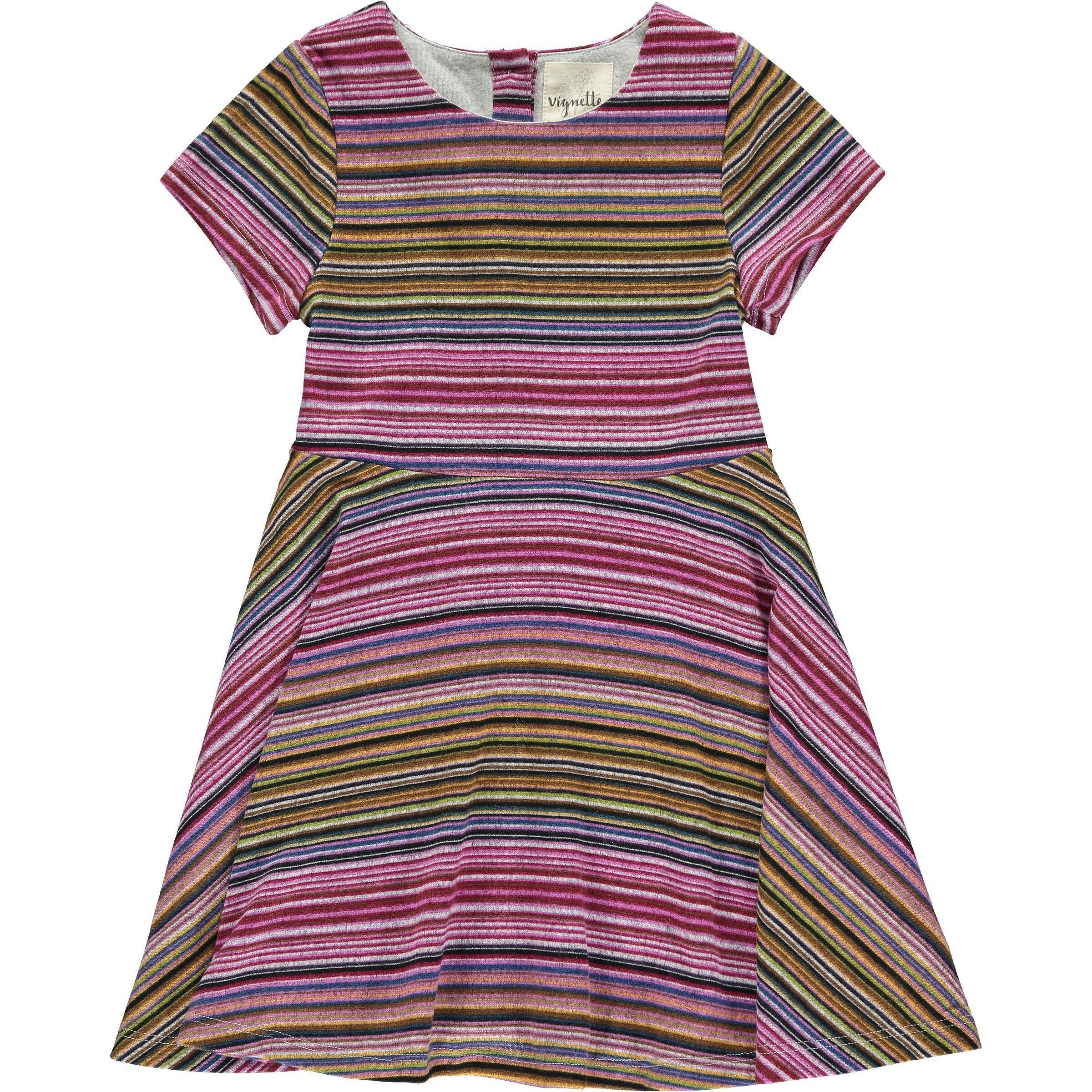 Vignette Kristin Dress - Plum Multi-Stripe-VIGNETTE-Little Giant Kidz