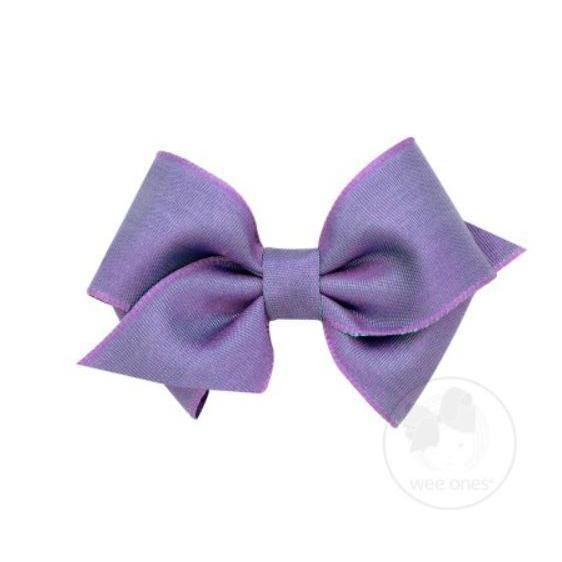 Wee Ones Extra Small Irridescent Taffeta/Grosgrain Overlay Bow-WEE ONES-Little Giant Kidz