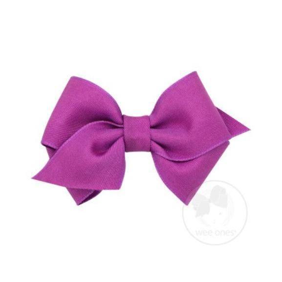 Wee Ones Extra Small Irridescent Taffeta/Grosgrain Overlay Bow-WEE ONES-Little Giant Kidz