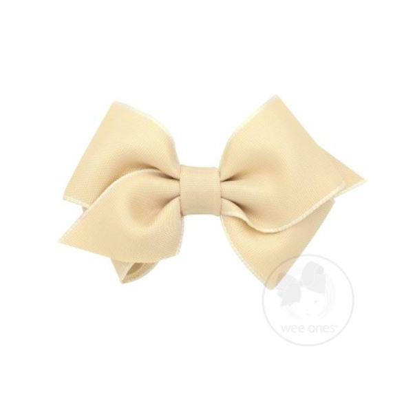 Wee Ones Extra Small Irridescent Taffeta/Grosgrain Overlay Bow-WEE ONES-Little Giant Kidz