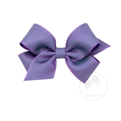 Wee Ones Medium Irridescent Taffeta/Grosgrain Overlay Bow-WEE ONES-Little Giant Kidz
